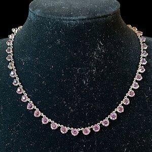 Antique Signed Czechoslovakia Purple Bohemian Art Glass Necklace Art Deco